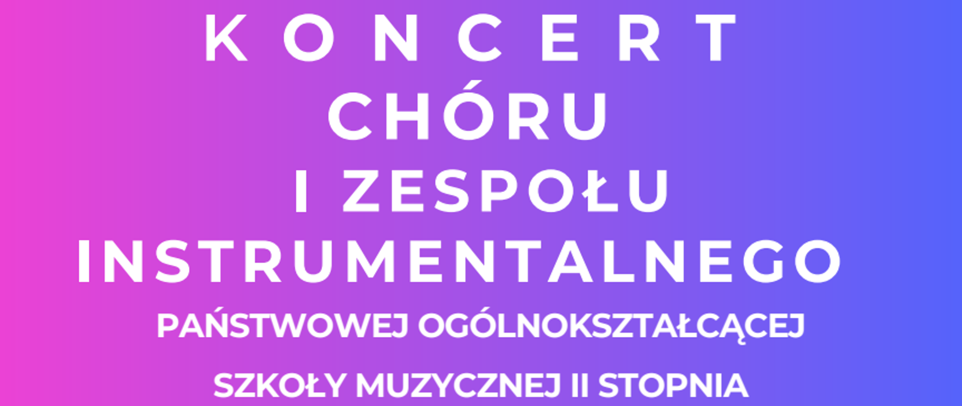 Plakat, fioletowe tło, logotyp szkoły, tekst: koncert chóru i zespołu instrumentalnego, kościół O.O. Karmelitów na Piasku, 30.04.2025 r., godz. 17:00