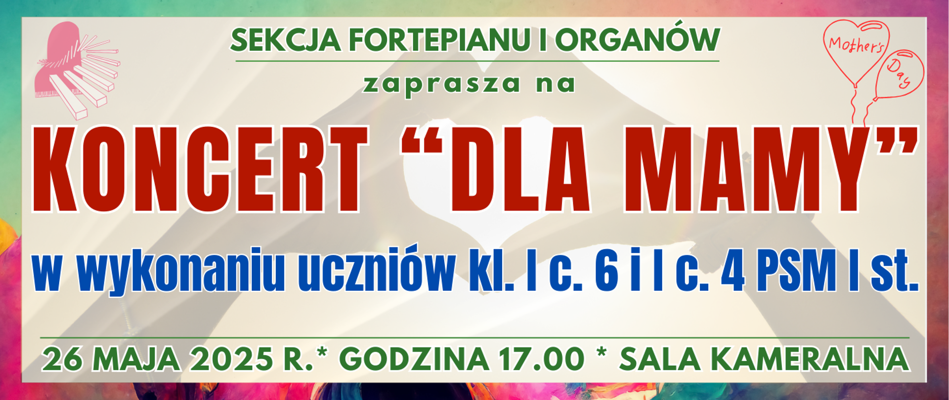 baner z kolorową ramkę w środku tło półprzezroczyste z dłońmi złożonymi w kształt serca oraz informacja o wydarzeniu