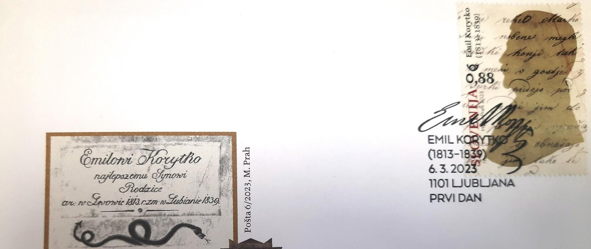 Wspólna polsko - słoweńska emisja znaczka pocztowego poświęconego Emilowi Korytce 