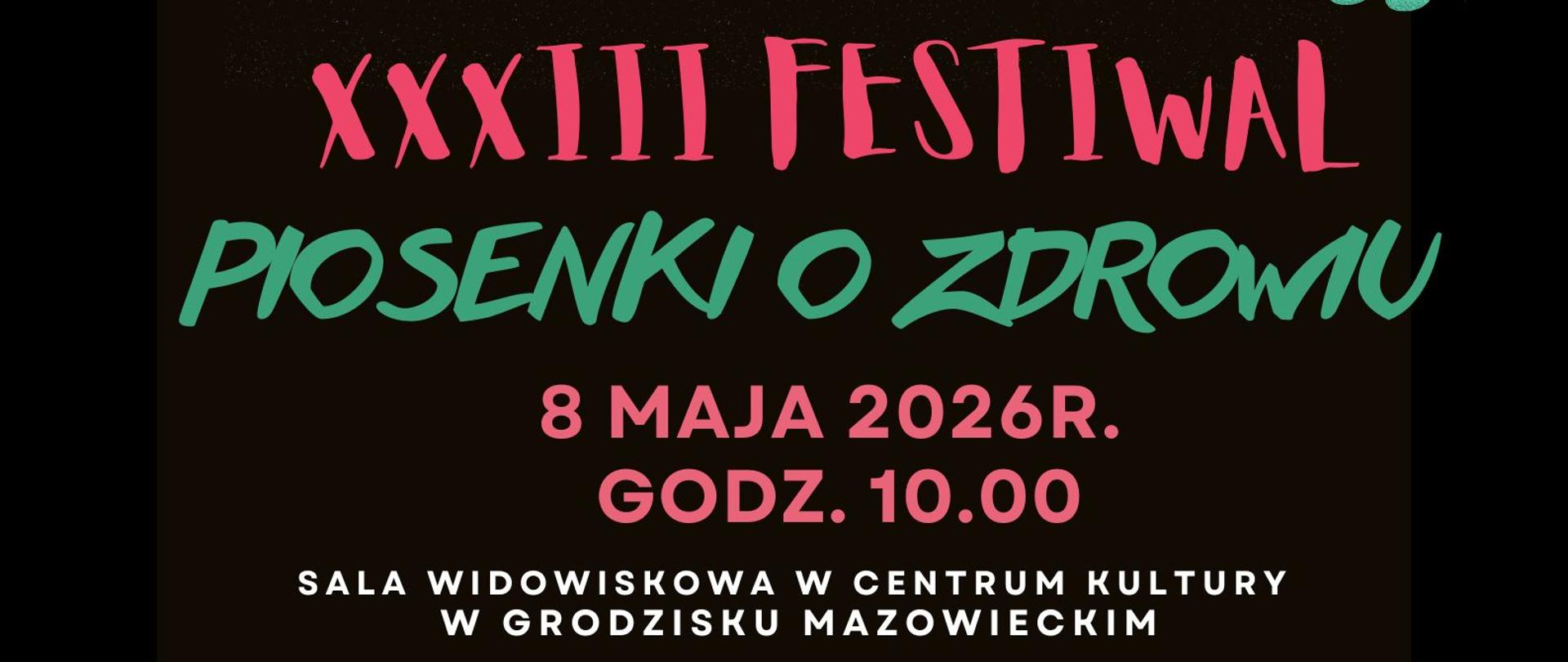 plakat Festiwal Piosenki o Zdrowiu PSSE Grodzisk Mazowiecki