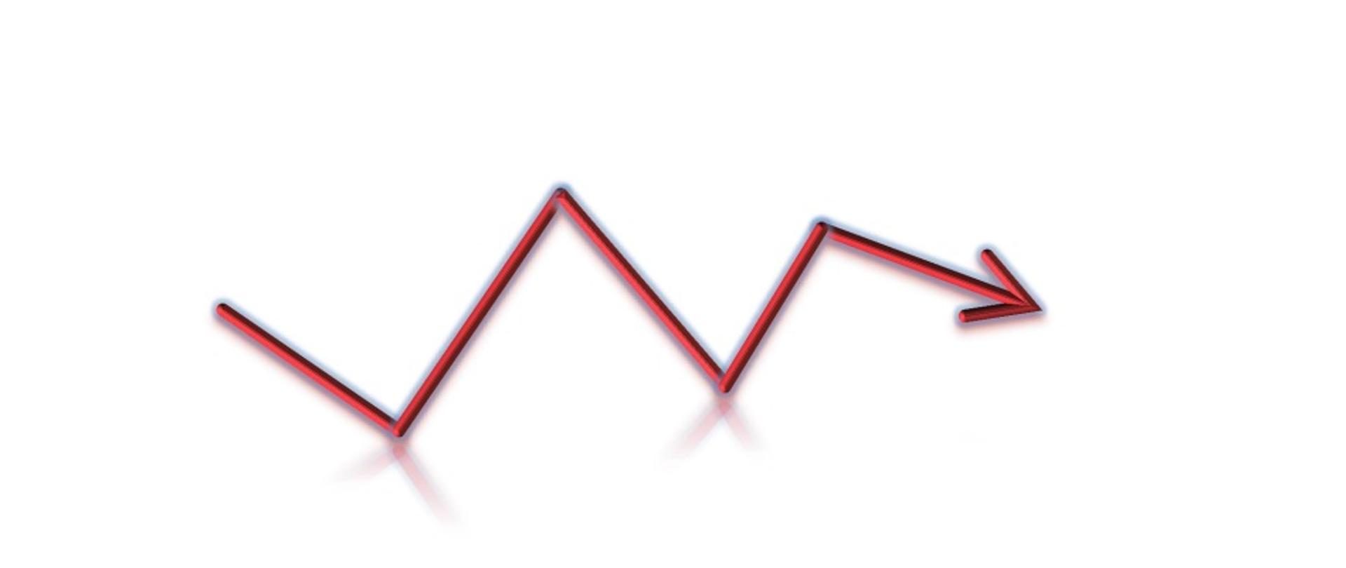 łamana strzałka czerwona