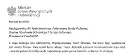 Życzenia Ministra Spraw Wewnętrznych i Administracji Pożarnej z okazji Dnia Strażaka - 4 maja 2022 r.