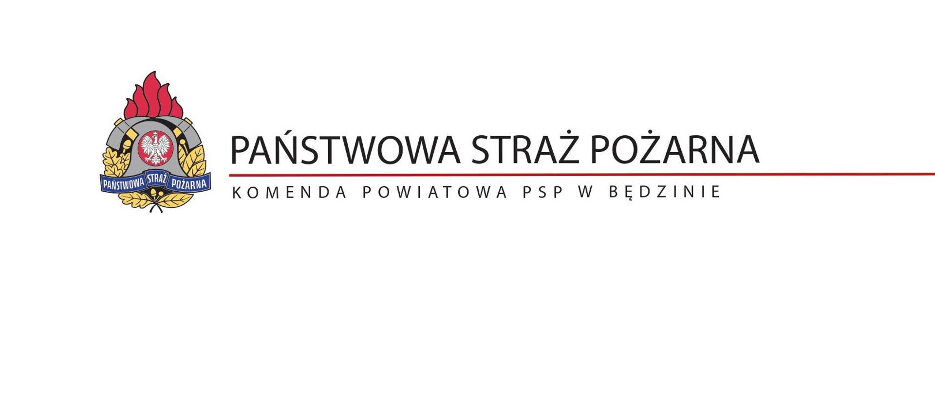 Logo wraz z nazwą Komendy Powiatowej PSP w Będzinie