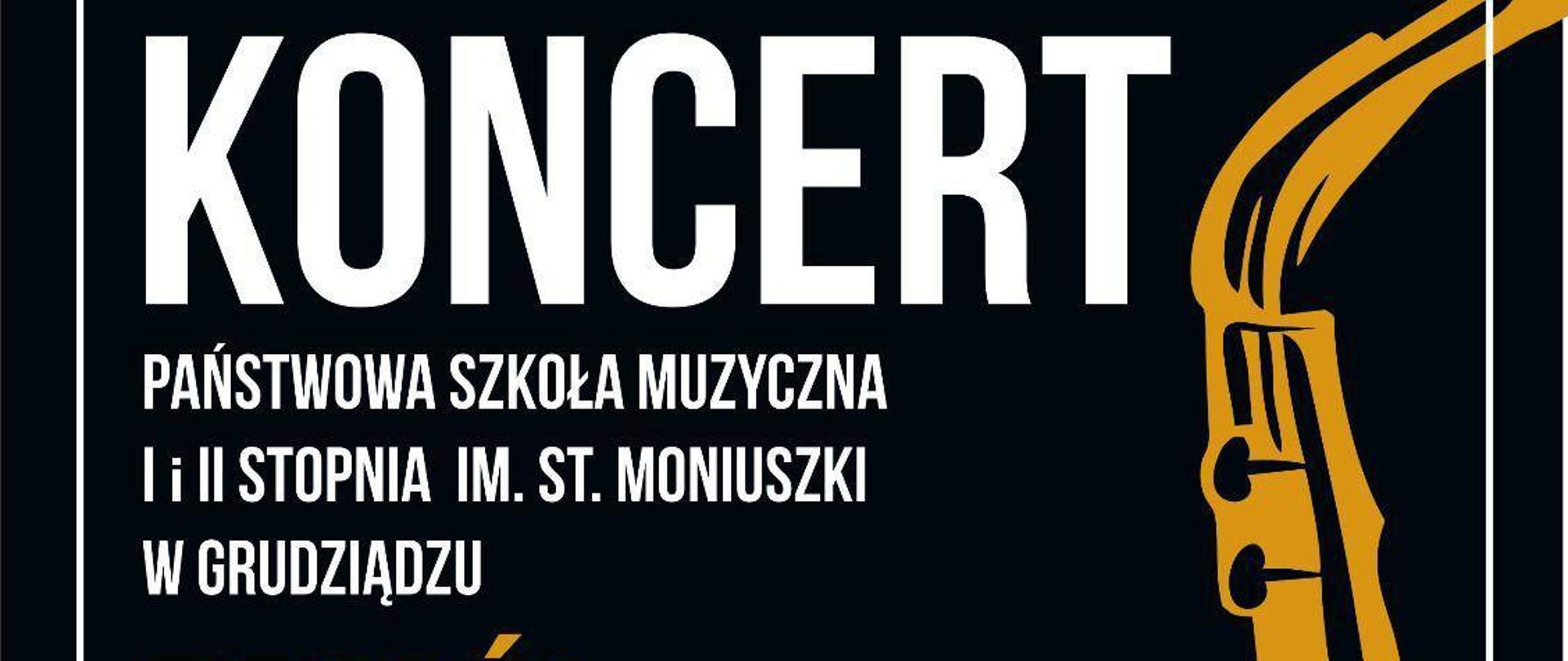 KONCERT Państwowa Szkoła Muzyczna I i II stopnia w Grudziądzu ZESPÓŁ MUZYKI ROZRYWKOWEJ AULA SZKOLNA 7 maja 2025 godz. 17.00 wstęp wolny grafia przedstawiając asaksofon