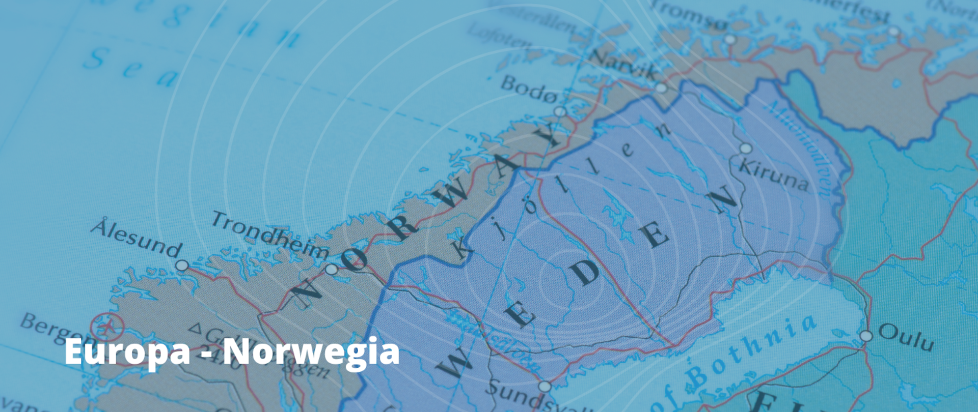 Mapa Europy z przybliżoną Norwegią.