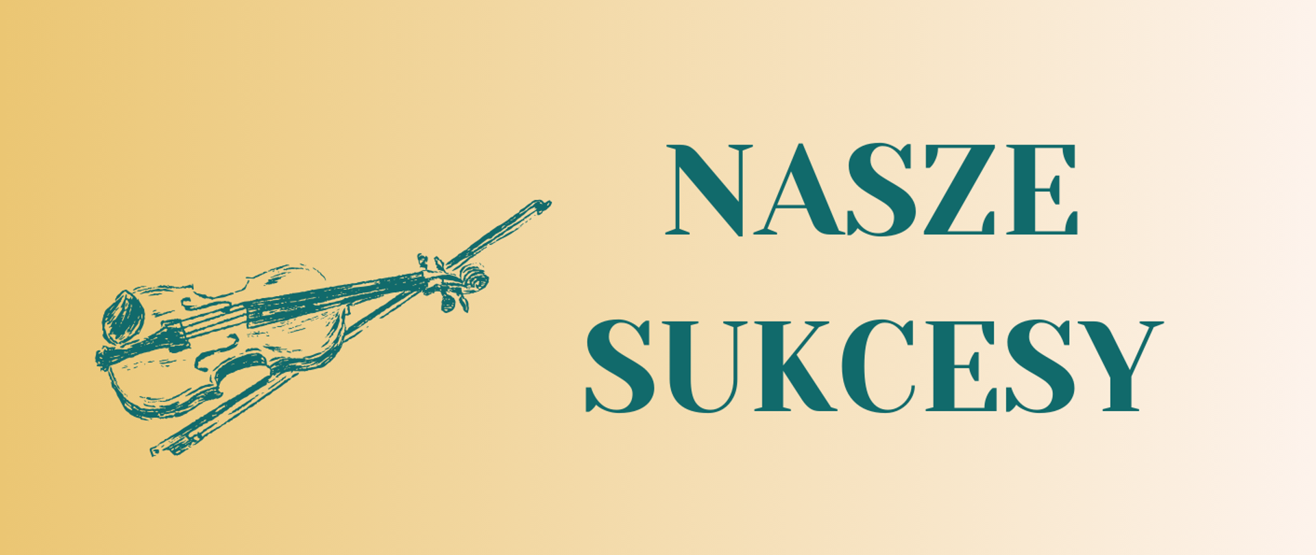 Na pomarańczowym tle umieszczona została grafika skrzypiec oraz napis.