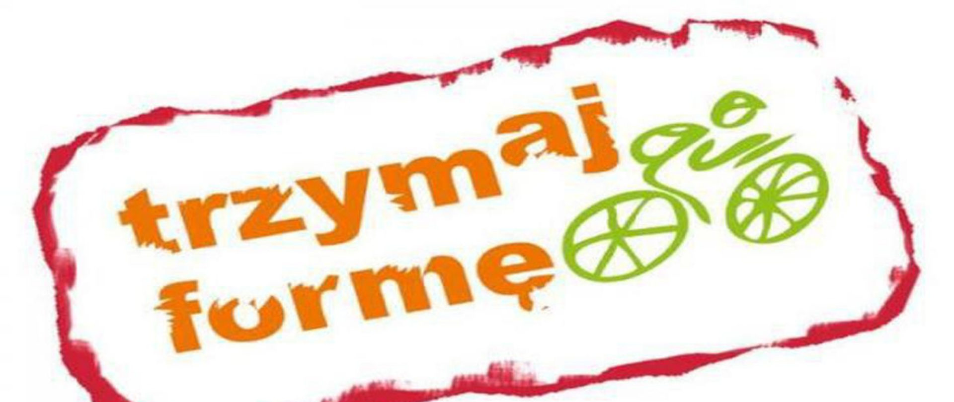 obraz przedstawiający napis trzymaj formę z zielonym rowerem z prawej strony