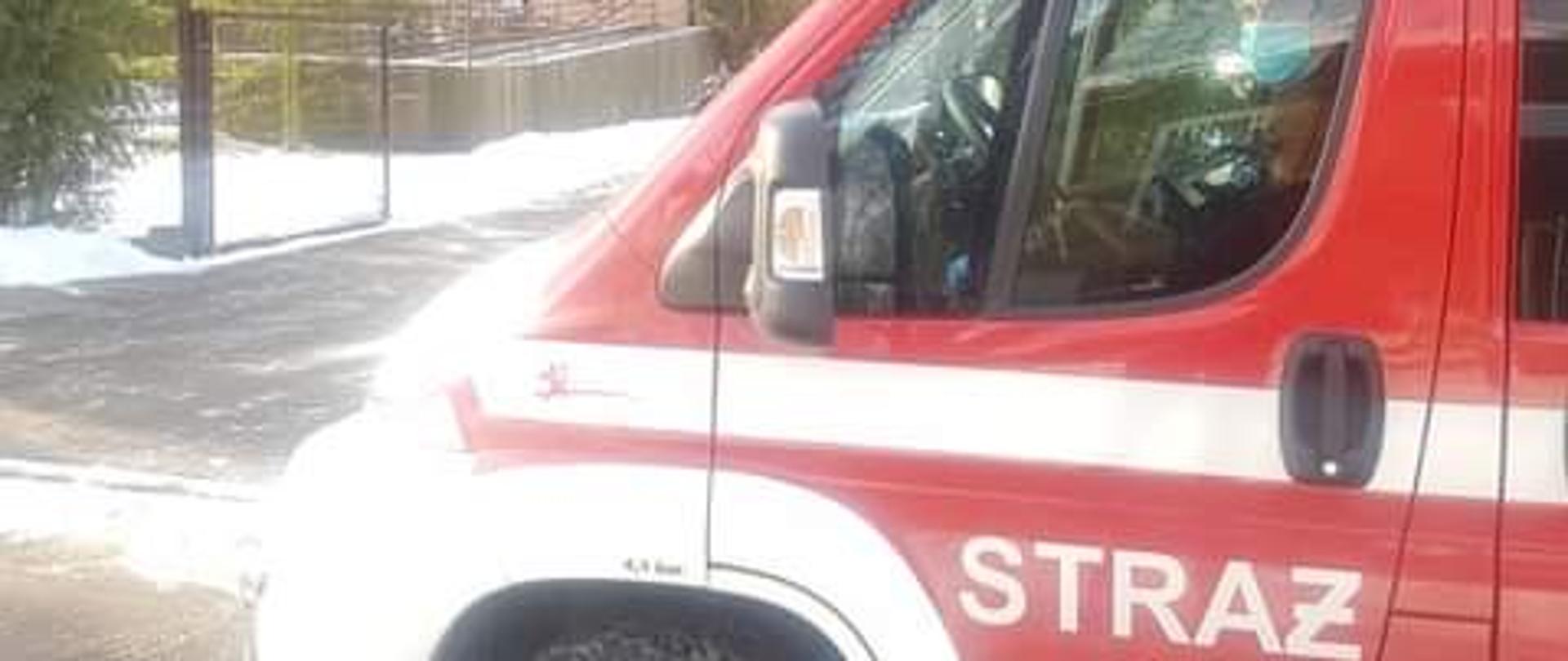 Na zdjęciu znajduje się samochód Ochotniczej Straży Pożarnej Lekowo.