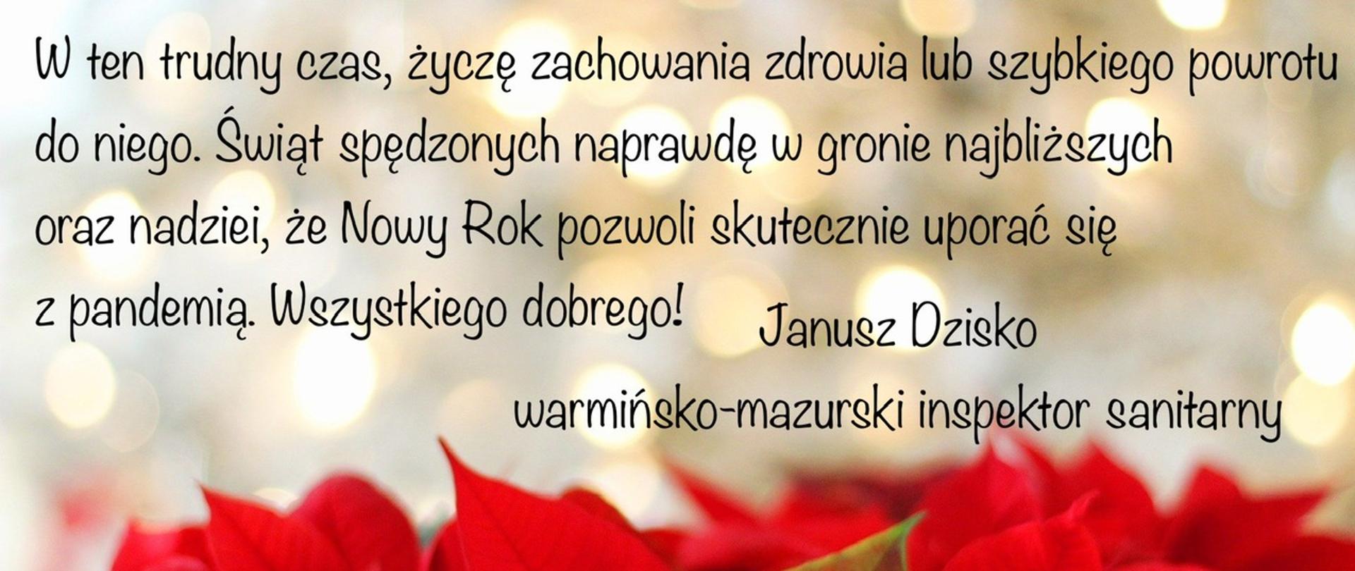 Kartka z życzeniami świątecznymi od warmińsko-mazurskiego inspektora sanitarnego