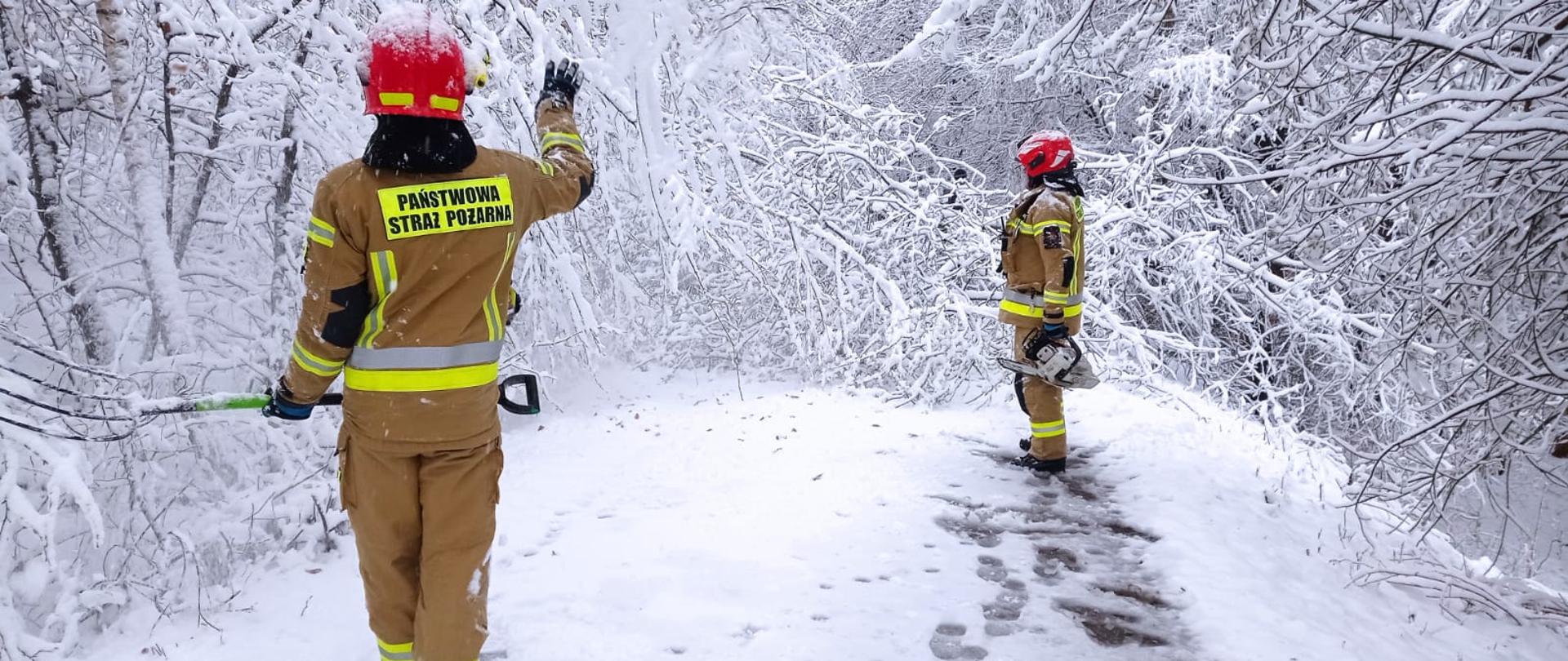 Interwencje strażaków na skutek opadów śniegu