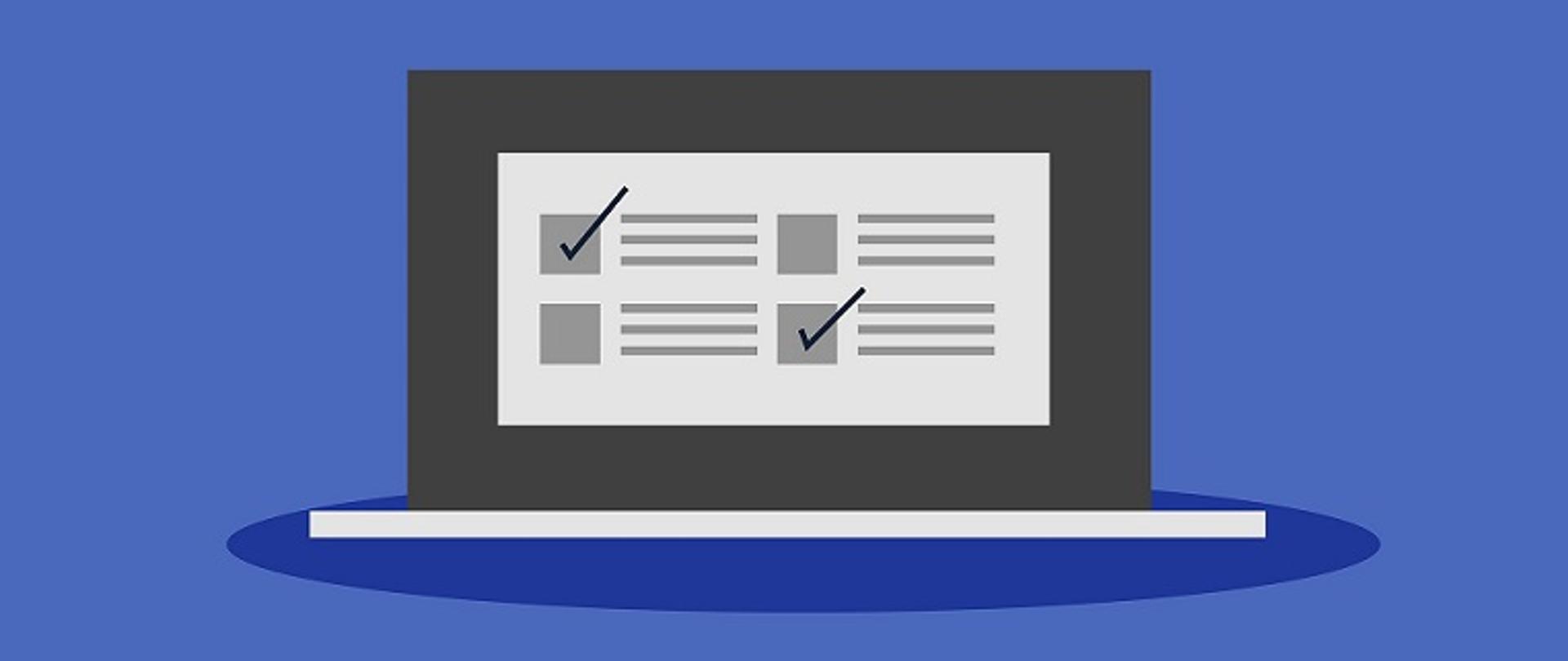 grafika laptopa, na ekranie grafika ankiety