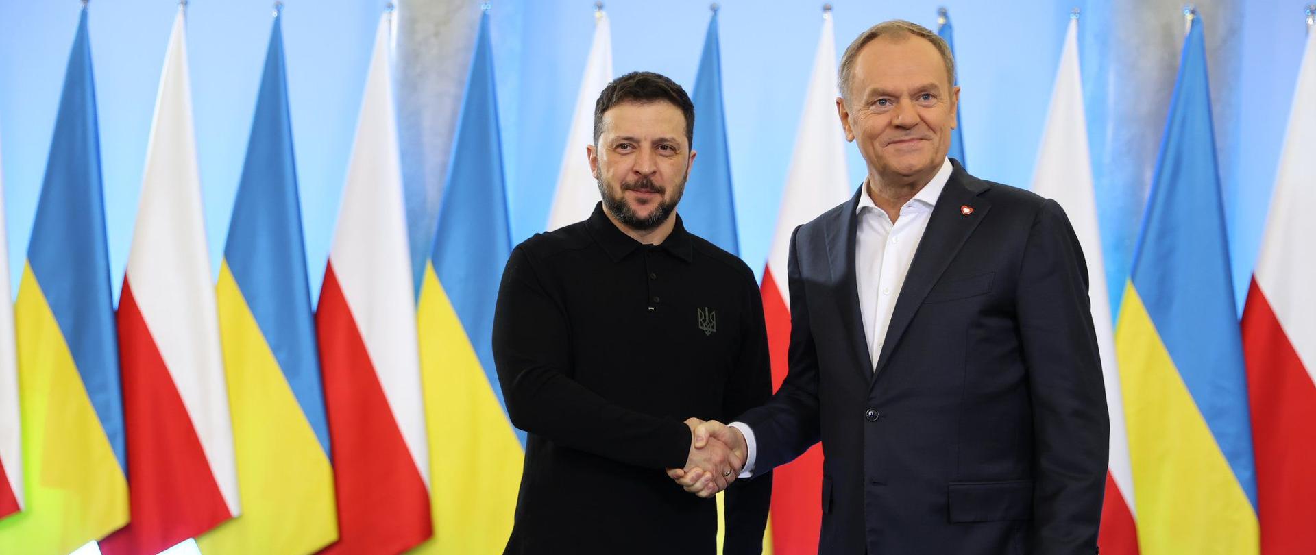 Premier Donald Tusk i Prezydent Ukrainy Wołodymyr Zełenski
