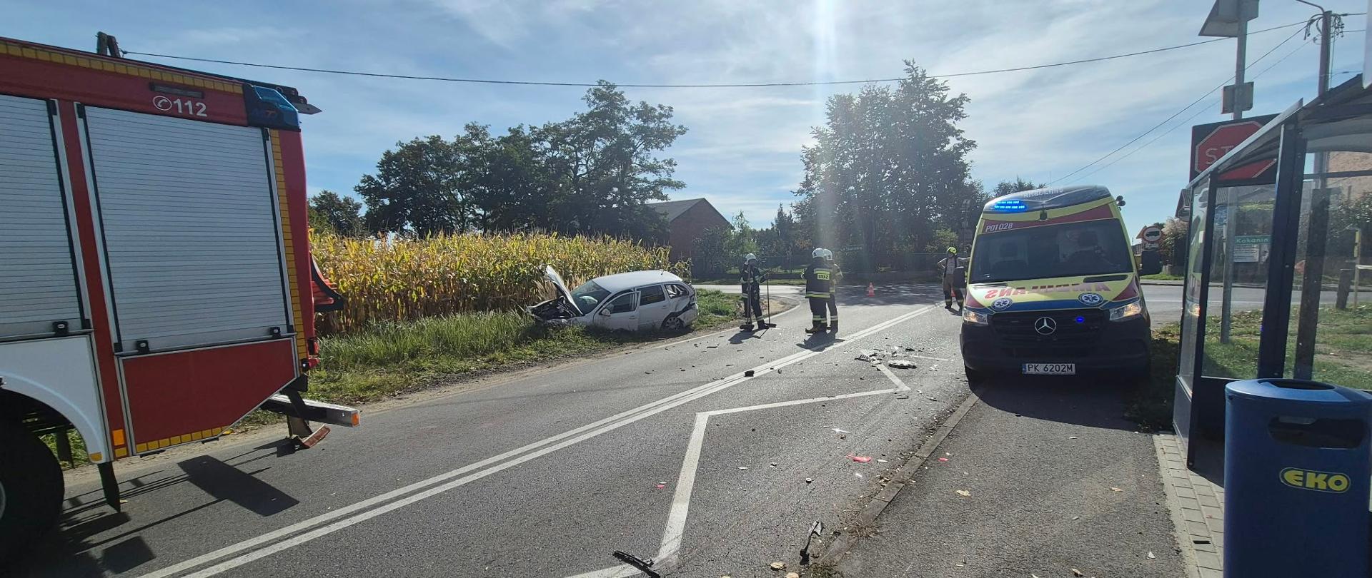 Zderzenie pojazdów na skrzyżowaniu w Borkowie Nowym