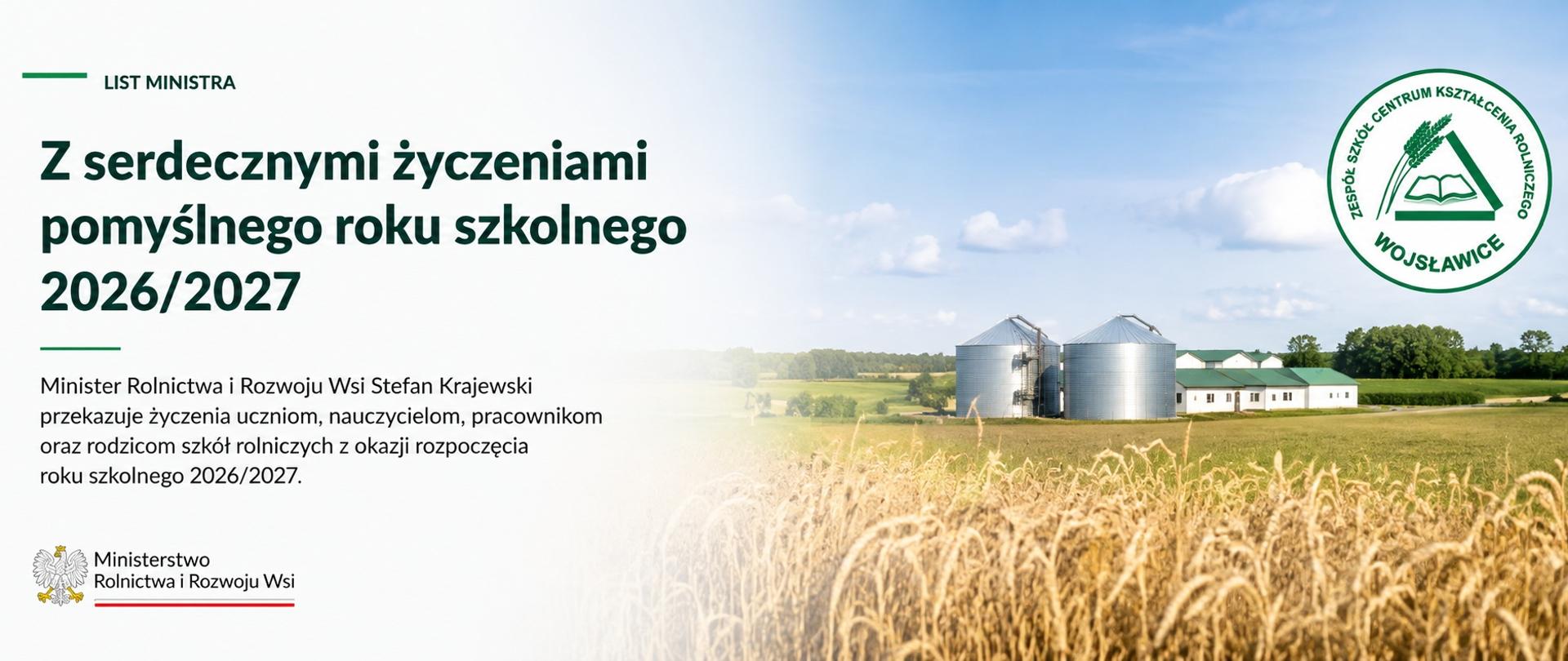 List Ministra Rolnictwa i Rozwoju Wsi z okazji rozpoczęcia roku szkolnego 2026/2027