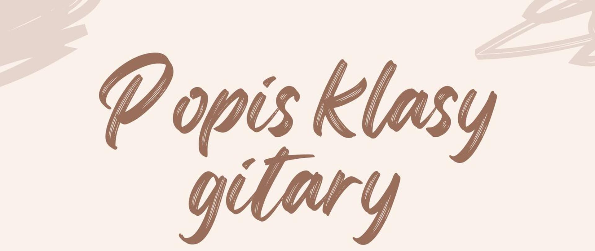 W centrum plakatu znajdują się informacje dotyczące wydarzenia oraz grafika gitary na jasnym tle. 