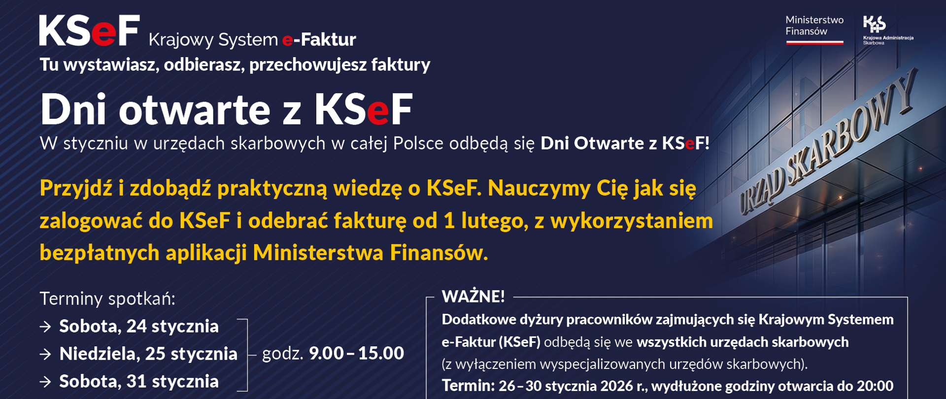 Plansza promująca Dni otwarte z KSeF