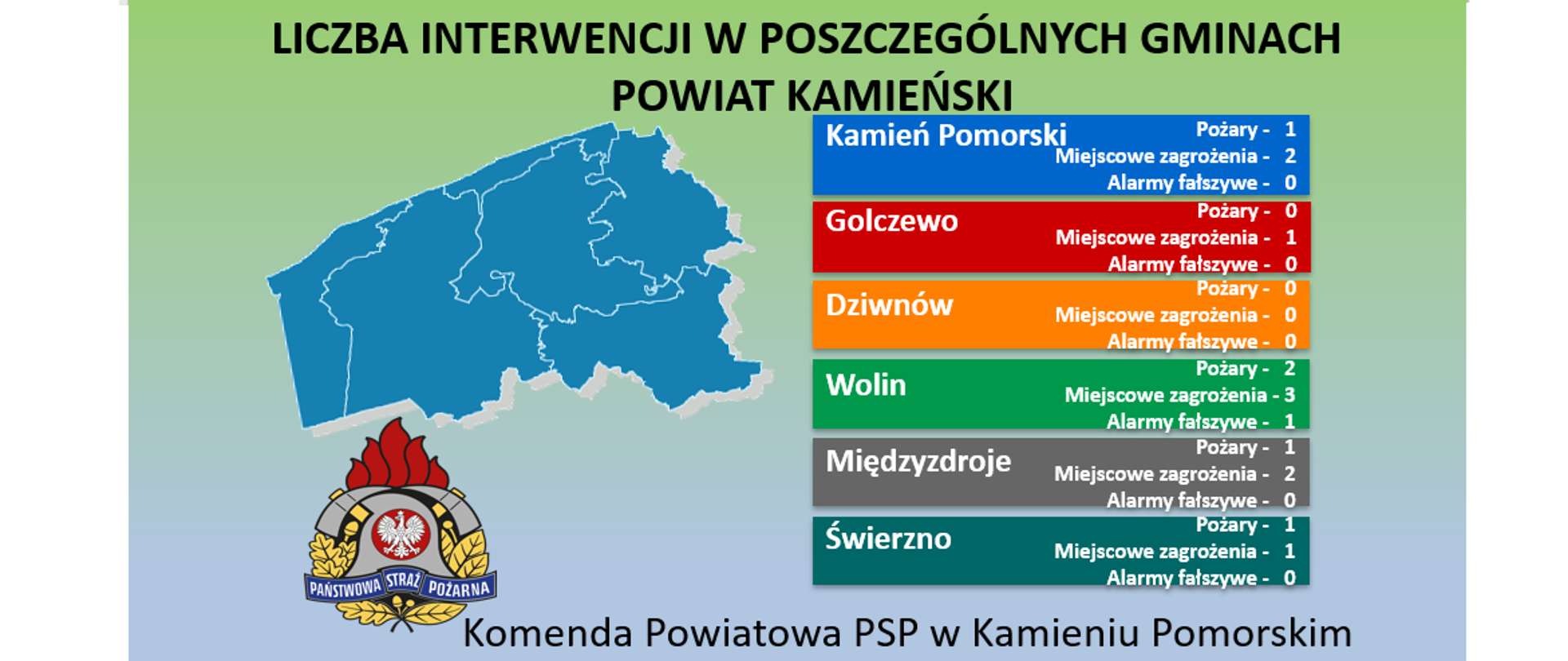 Statystyki interwencji z podziałem na gminy - 11 tydzień 2026r.