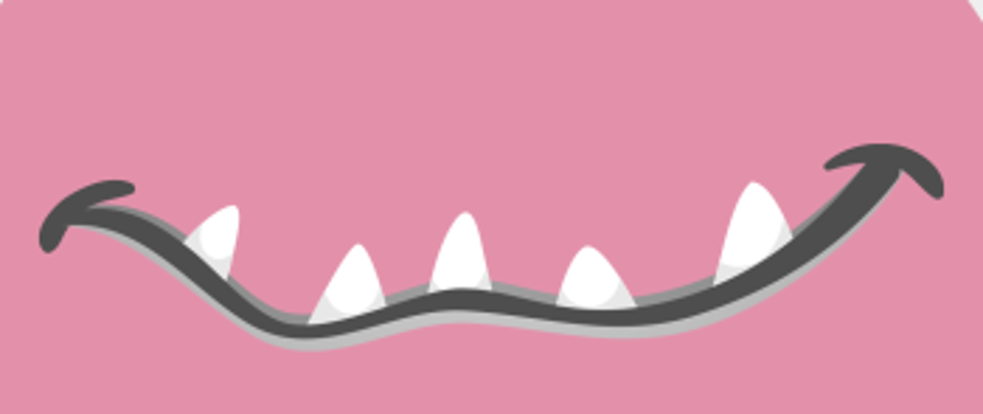 zabawny rysunek zębatej paszczy na różowym tle