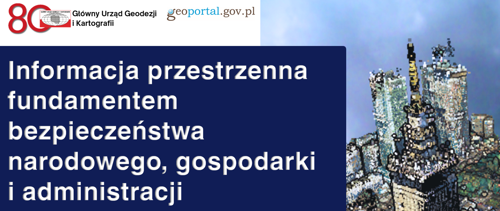 Grafika z napisem "„Informacja przestrzenna fundamentem bezpieczeństwa narodowego, gospodarki i administracji”
Ożarów Mazowiecki, 20 października 2025 r.