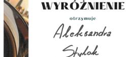 Wyróżnienie otrzymuje Aleksandra Stylok