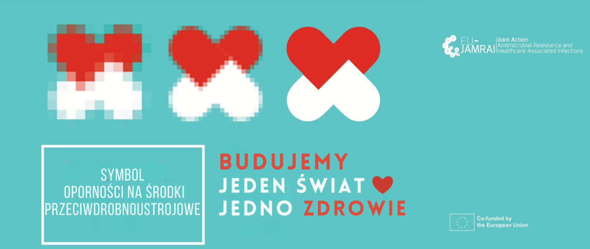 Plakat europejskiej kampanii EU-JAMRAI 2: "Budujemy jeden świat, jedno zdrowie"