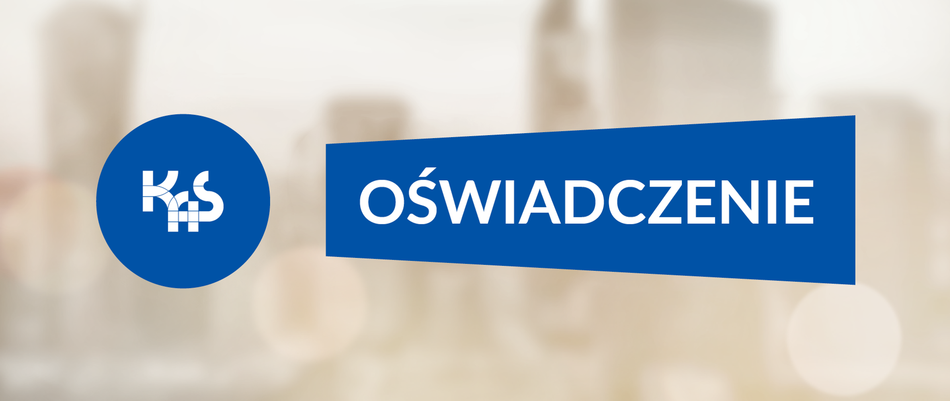 Baner z logo KAS po lewej i dużym napisem „OŚWIADCZENIE” na niebieskim tle.