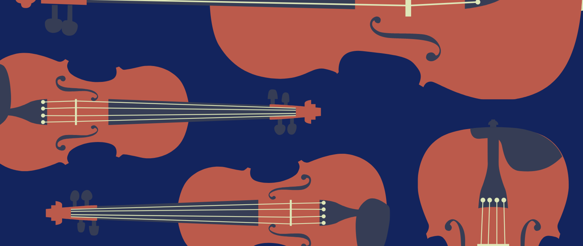 Na granatowym tle widoczne są hasła "POPIS KLASY SKRZYPIEC mgr Edyty Kornafel oraz mgr Katarzyny Tracz", "Akompaniament: Monika Duda". Poniżej znajdują się informacje o terminie popisu. Na dole plakatu umieszczone są grafiki skrzypiec.