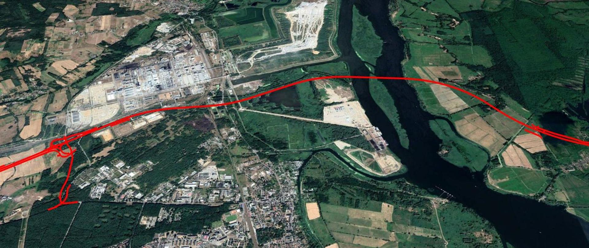 Mapa Zachodniej Obwodnicy Szczecina w ciągu S6.