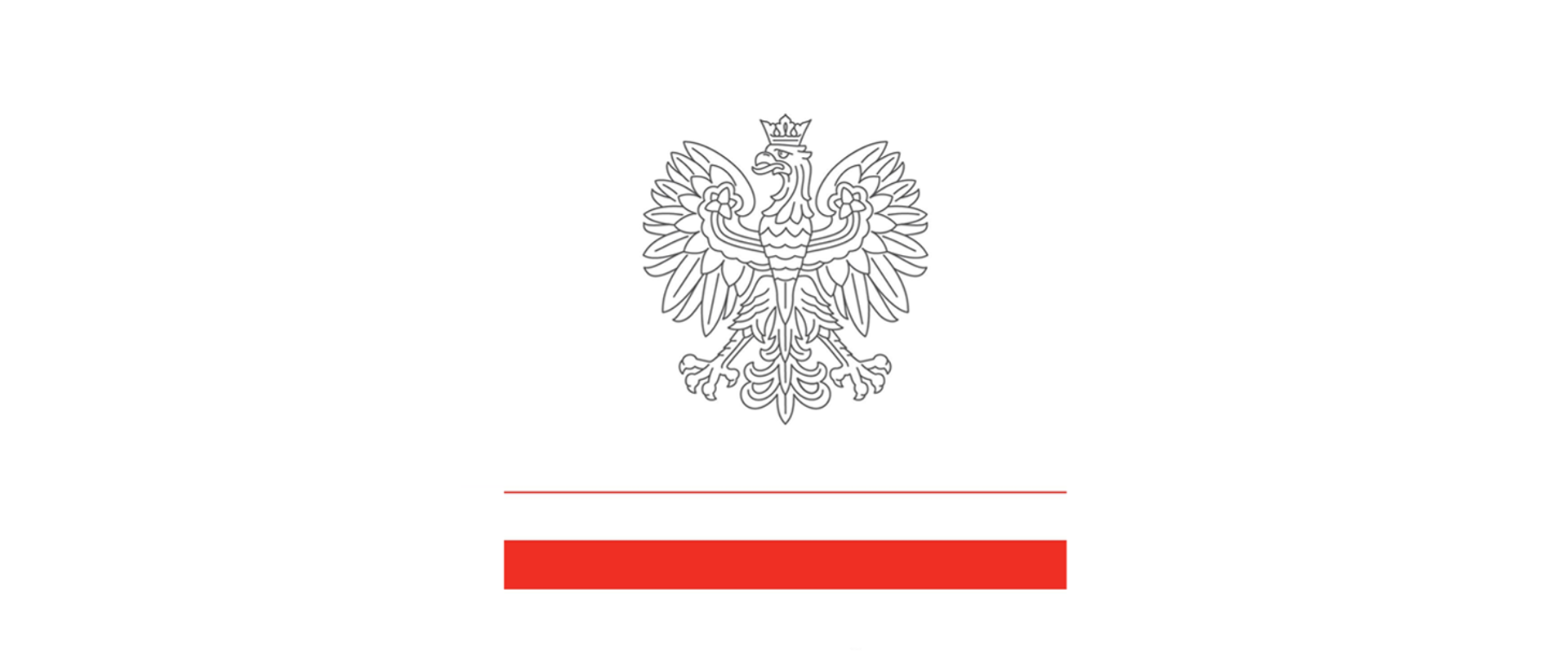 Logotyp MSZ z orłem oraz flagą Polski