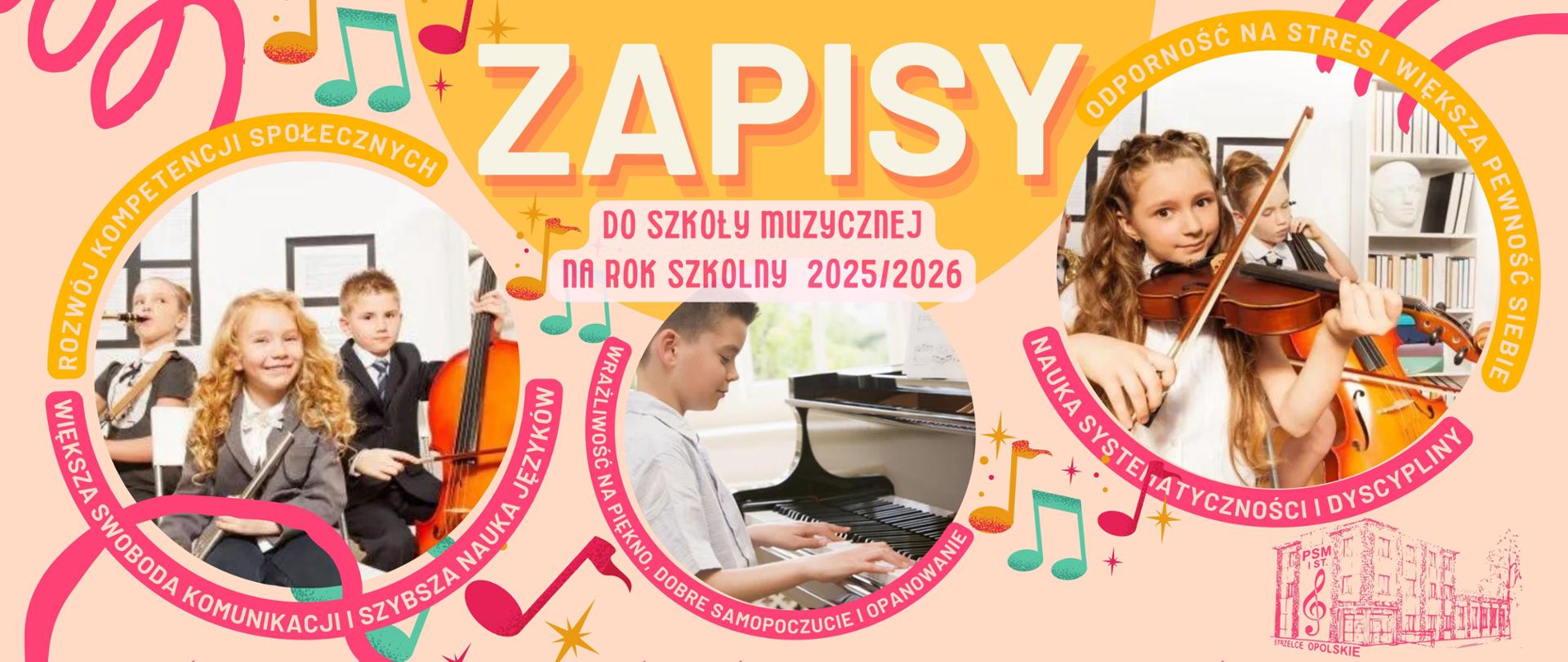 Baner zapisy do szkoły muzycznej na rok szkolny 2025-2026