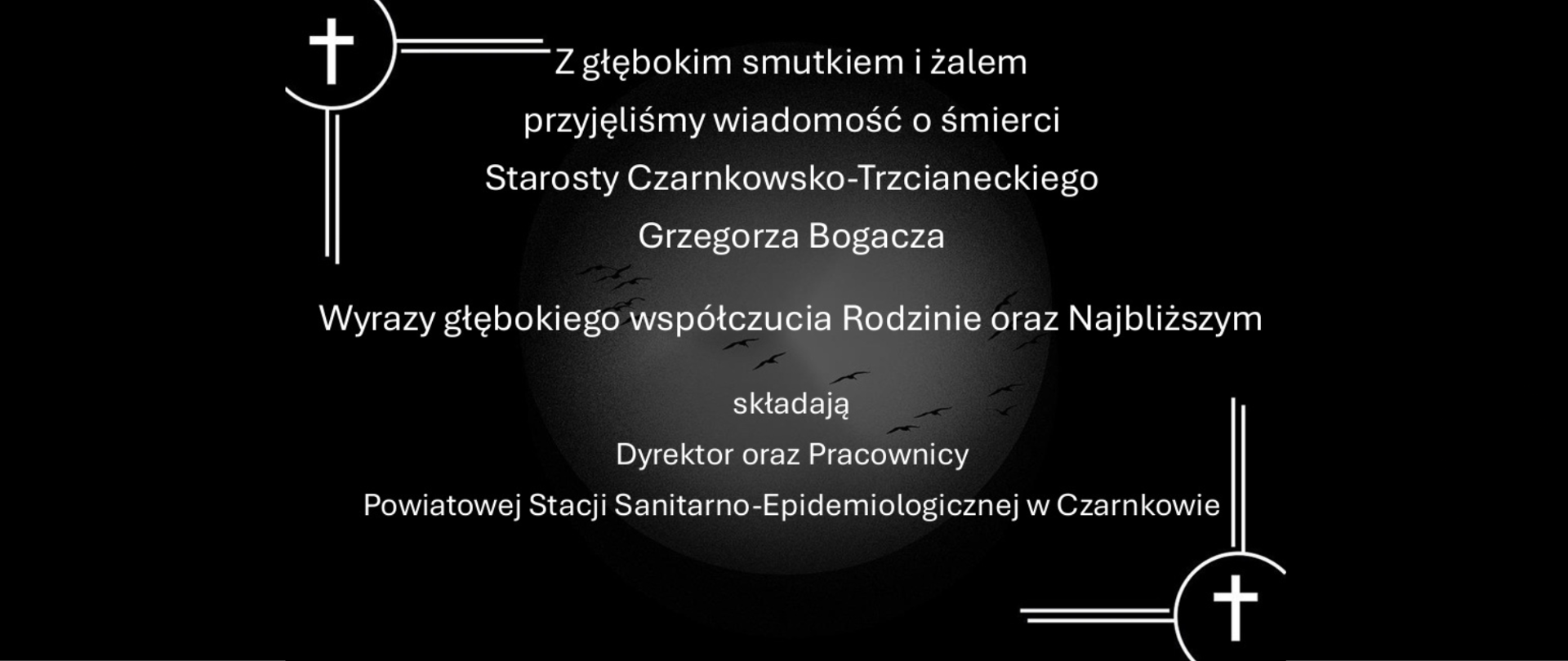 Na czarnym tle białe napisy