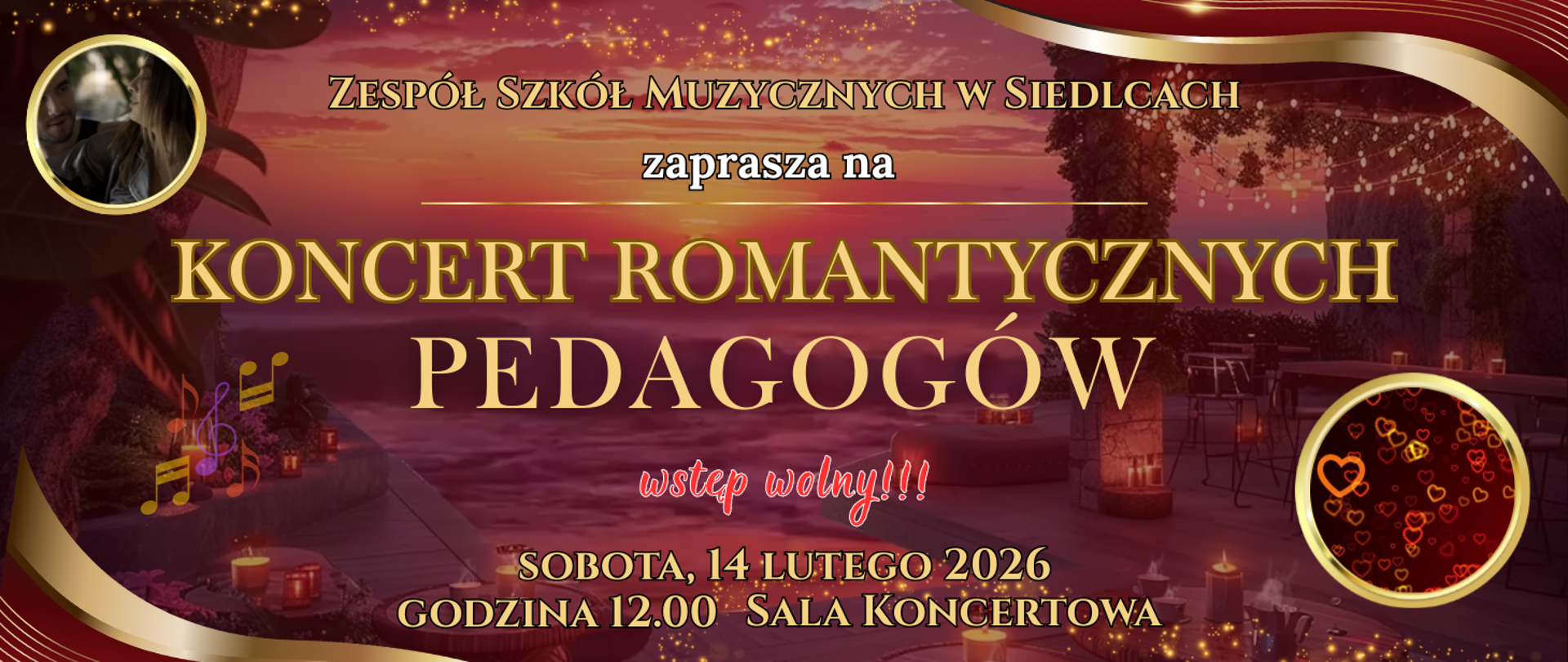 baner kolorowe romantyczne tło oraz informacja o wydarzeniu