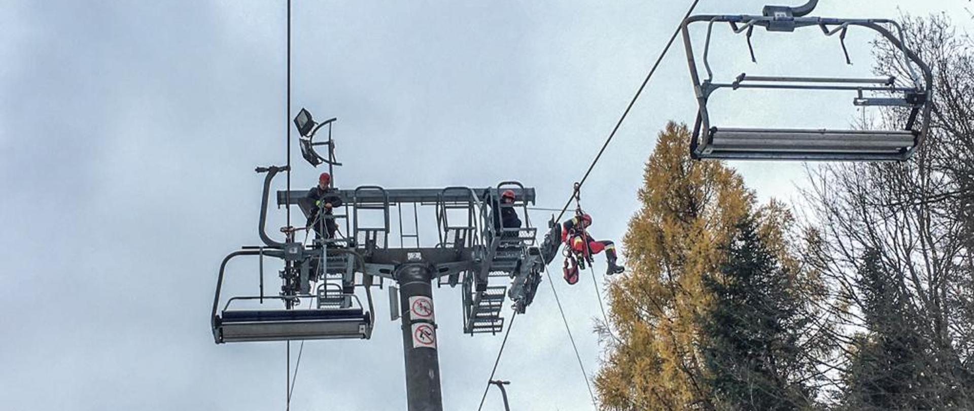 Szkolenie doskonalące z zakresu ewakuacji z kolei linowych dla strażaków-ratowników OSP