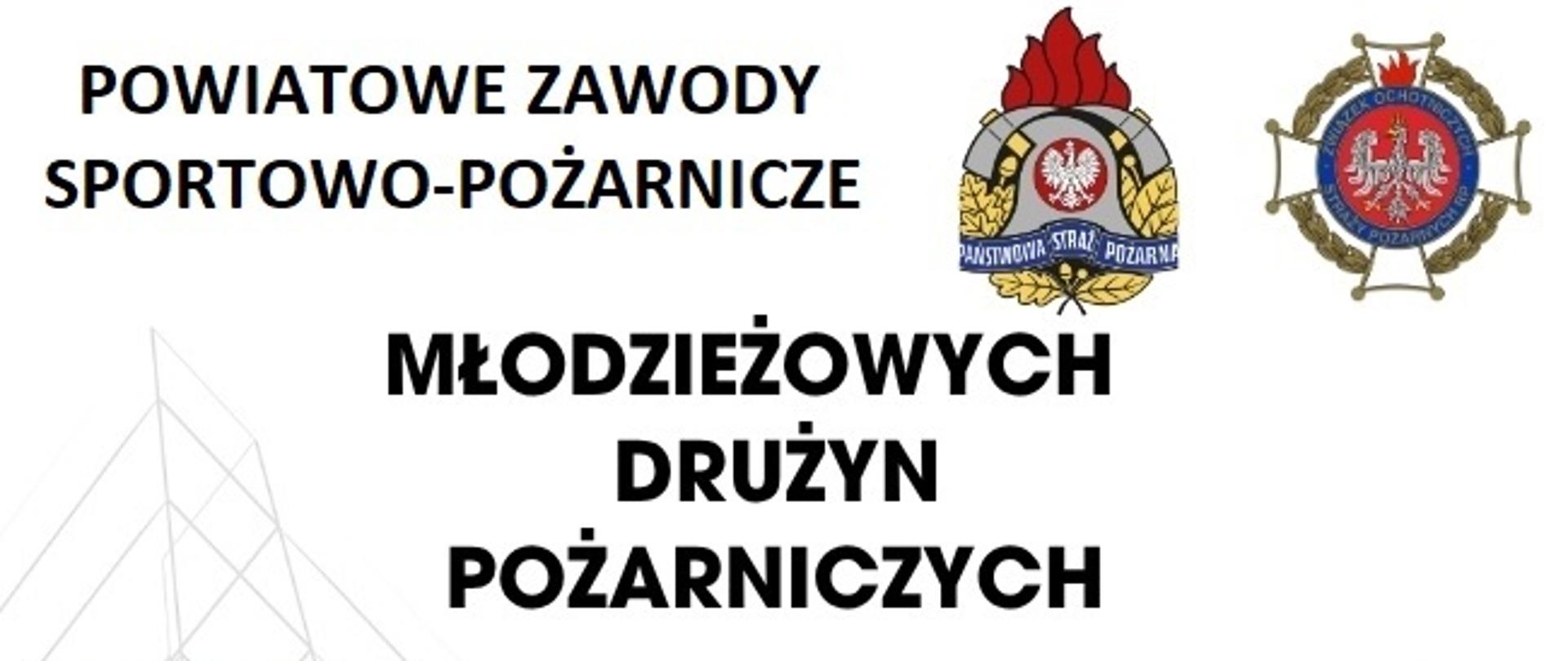 Plakat informujący o Powiatowych Zawodach Sportowo-Pożarniczych Młodzieżowych Drużyn Pożarniczych CTiF. Na jasnym tle widnieją zdjęcia młodych strażaków podczas konkurencji sportowo-pożarniczych: biegu, pokonywania przeszkód i przygotowania sprzętu. W górnej części znajdują się logotypy straży pożarnej. Centralnie umieszczony jest tytuł wydarzenia. W dolnej części podano szczegóły: zawody odbędą się 20 czerwca 2026 roku o godzinie 12:00 na stadionie MOSiR przy ul. Wojciecha Maya 26 w Kościanie. Na dole znajdują się herby i logotypy organizatorów oraz partnerów wydarzenia.