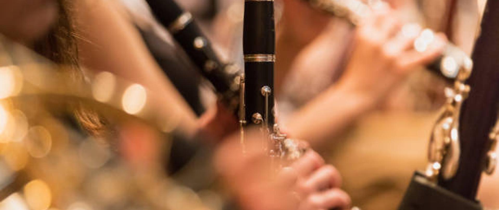 Zdjęcie przedstawiające grających muzyków na klarnecie, oboju