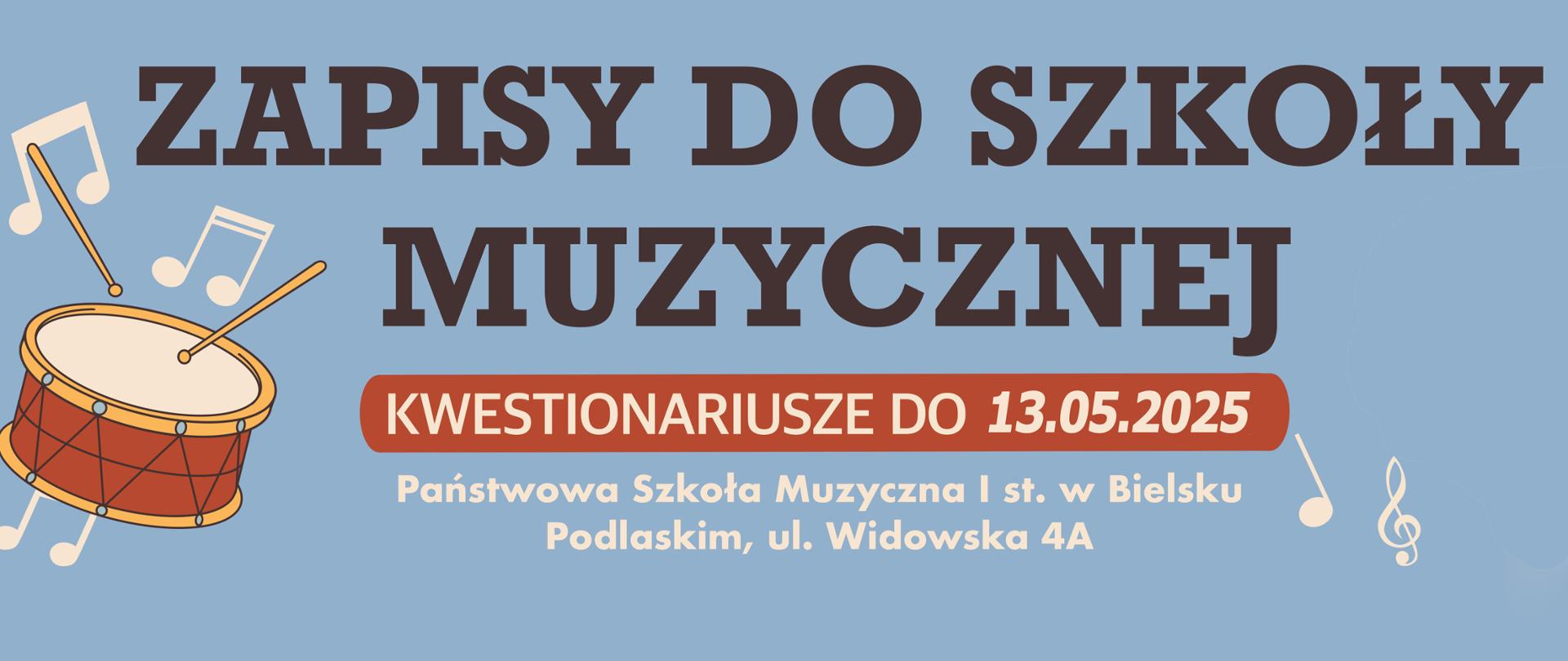 Baner zapraszający do zapisów do szkoły na rok 2025/26