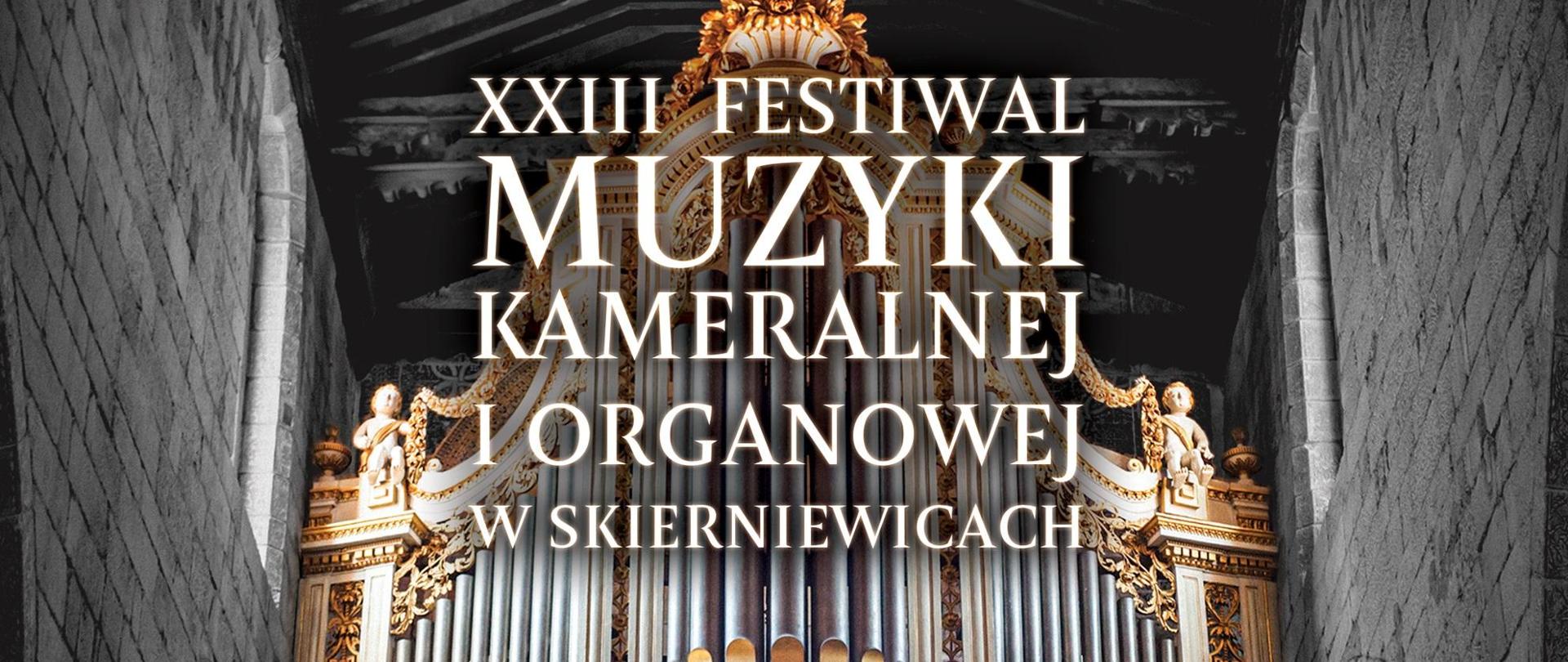 Plakat na czarnym tle przedstawiający organy kościelne poniżej napisy 2024 wstęp wolny środkowej części plakatu daty i program festiwalu na samym dole nabrałem tle loga sponsorów i patronatów medialnych. Logo radia rsc logo gazety głos mogą gazety ITS logo stowarzyszenia Ars Juventus logo państwowej szkoły muzycznej i samorządowej szkoły muzycznej logo miasta Skierniewice logo muzeum historycznego w Skierniewicach