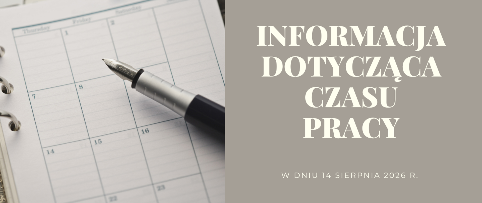 Informacja dotycząca czasu pracy