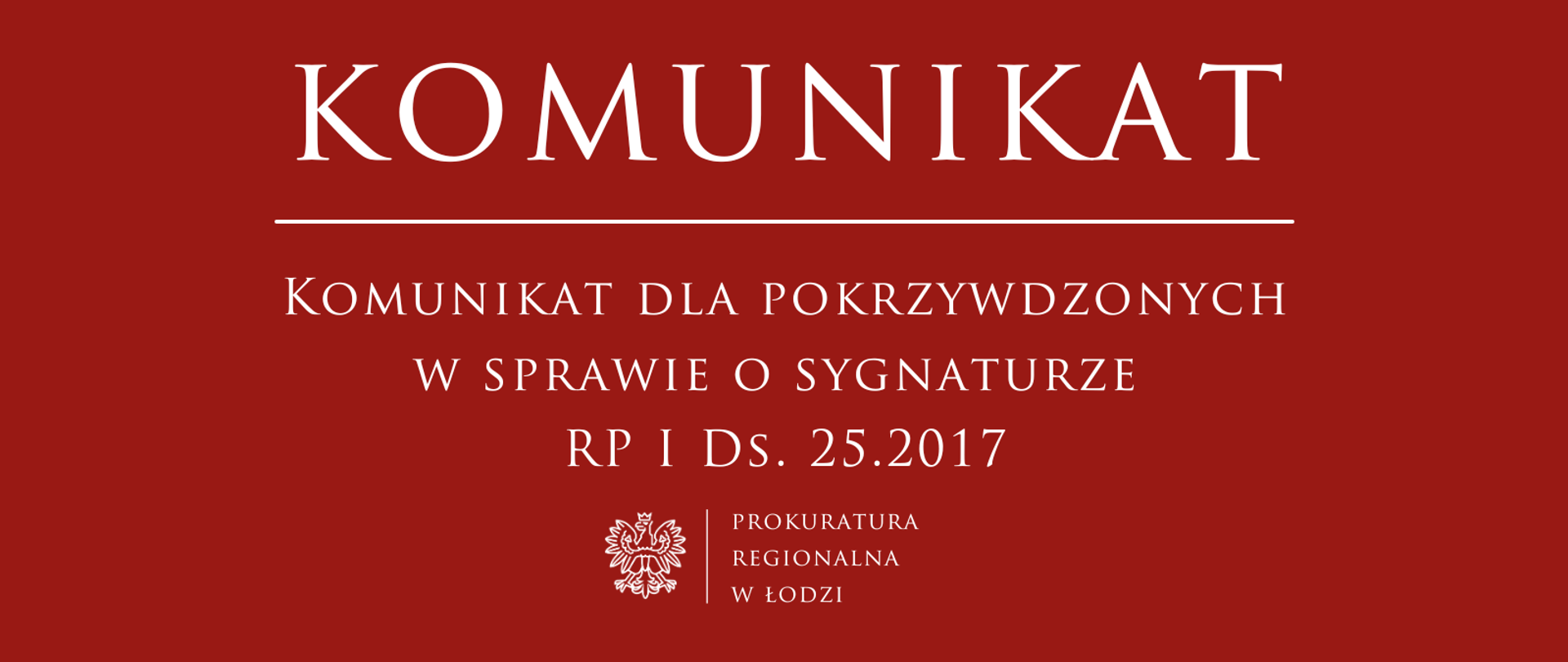 Komunikat Prokuratury Regionalnej w Łodzi 2025-12-04