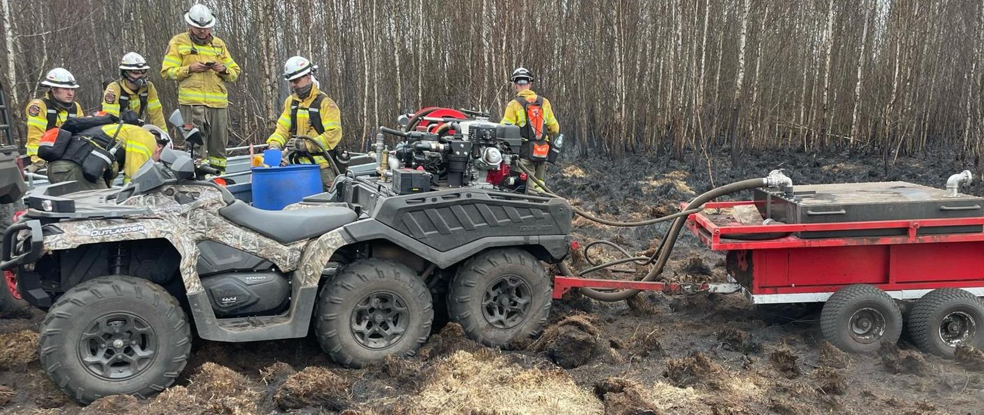 Strażacy podczas gaszenia nieużytków