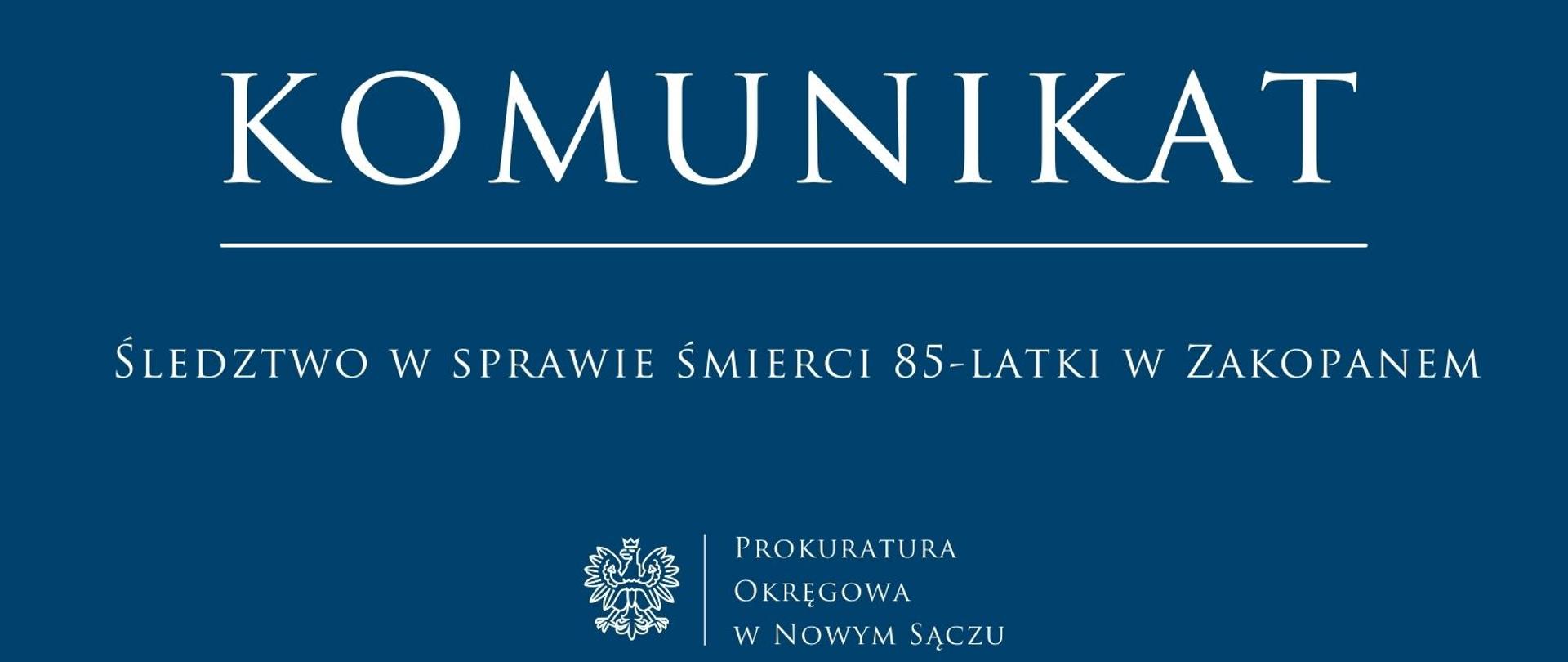 Śledztwo w sprawie śmierci 85-latki w Zakopanem