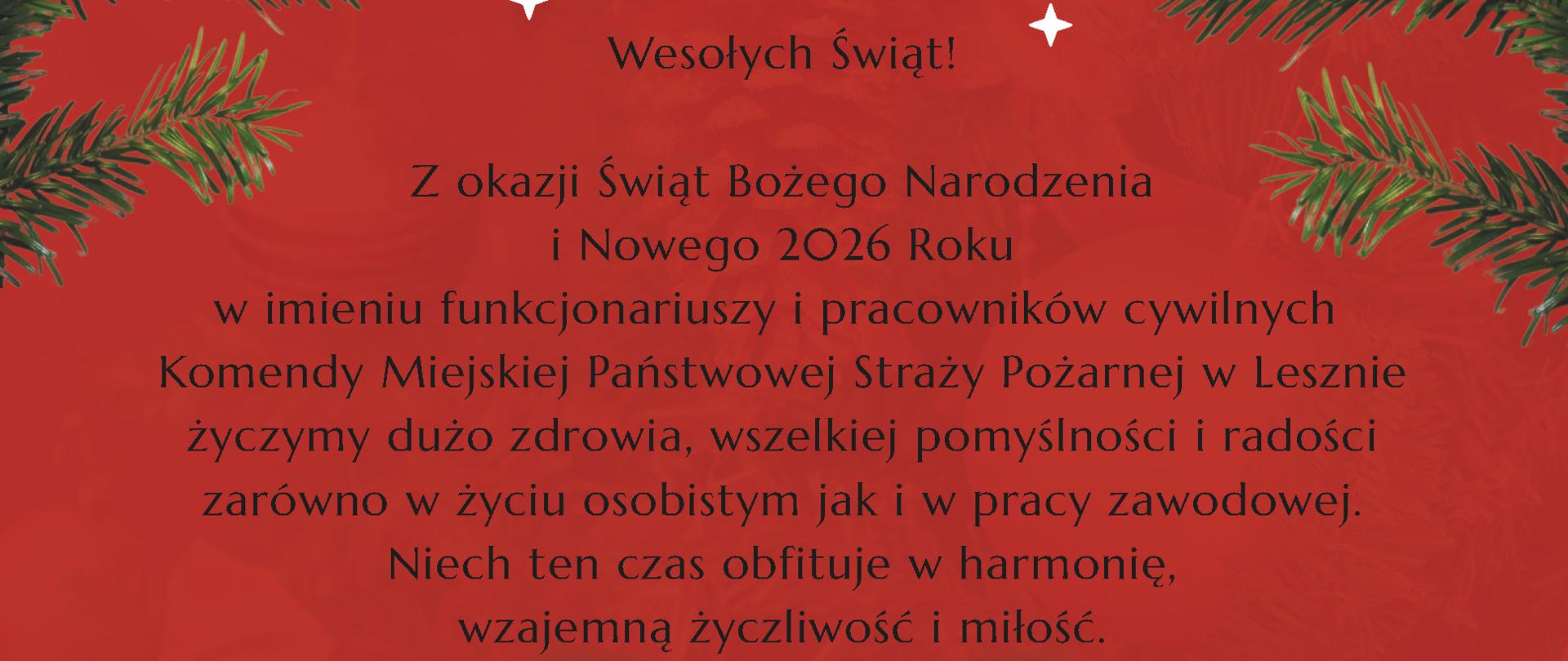 Napisy z życzeniami świątecznymi i świąteczną grafiką.