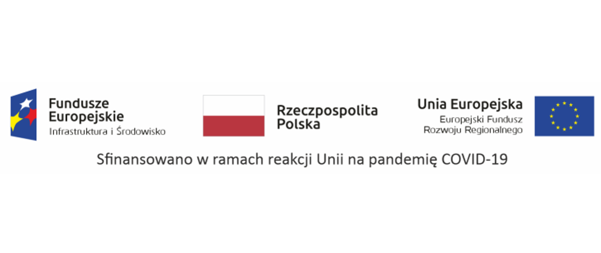 Logotypy: Fundusze Europejskie, Rzeczpospolita Polska i Unia Europejska. Na dole widnieje napis: Sfinansowano w ramach reakcji Unii na pandemię COVID-19.