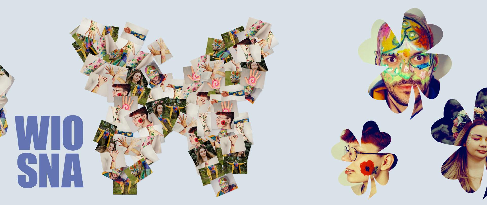 Kolaż zdjęć z zajęć z charakteryzacji