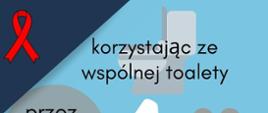 Aneta Szymankiewicz , na niebieski tle przedstawiono 6 sytuacji w jakich nie można zarazić się wirusem HIV, przez kliknięcie, korzystanie z tej samej toalety, basen, wspólne sztućce, korzystanie z tej samej łazienki, mieszkając w jednym domu