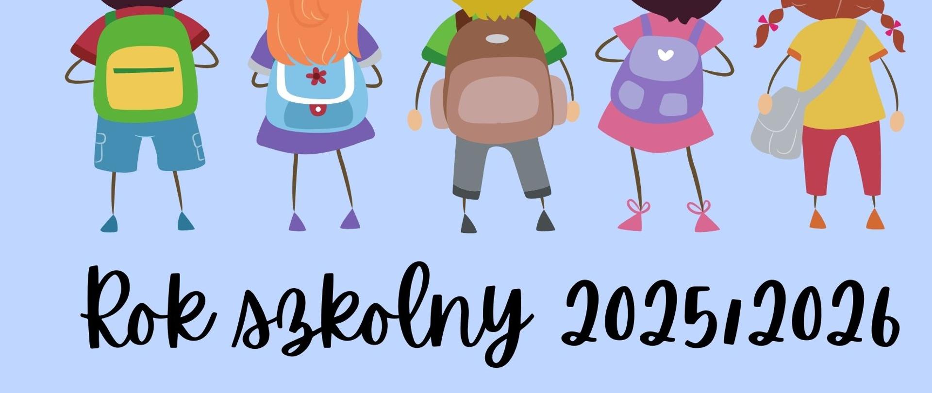 Kolory plakat z dziećmi idącymi do szkoły w roku szkolnym 2025/26
