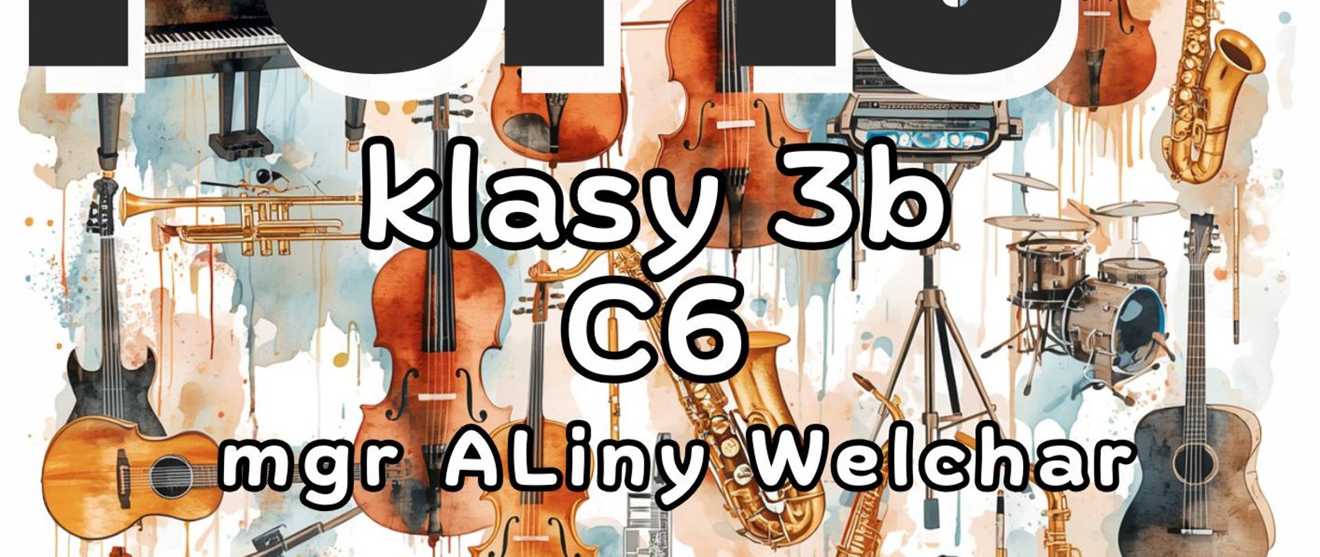 Plakat informacyjny dotyczący popisu klasy 3b C 6 odbywającego się w dniu 22.06.2026 o godz. 17.00.
