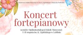 Informacje na temat koncertu na biało-różowym tle