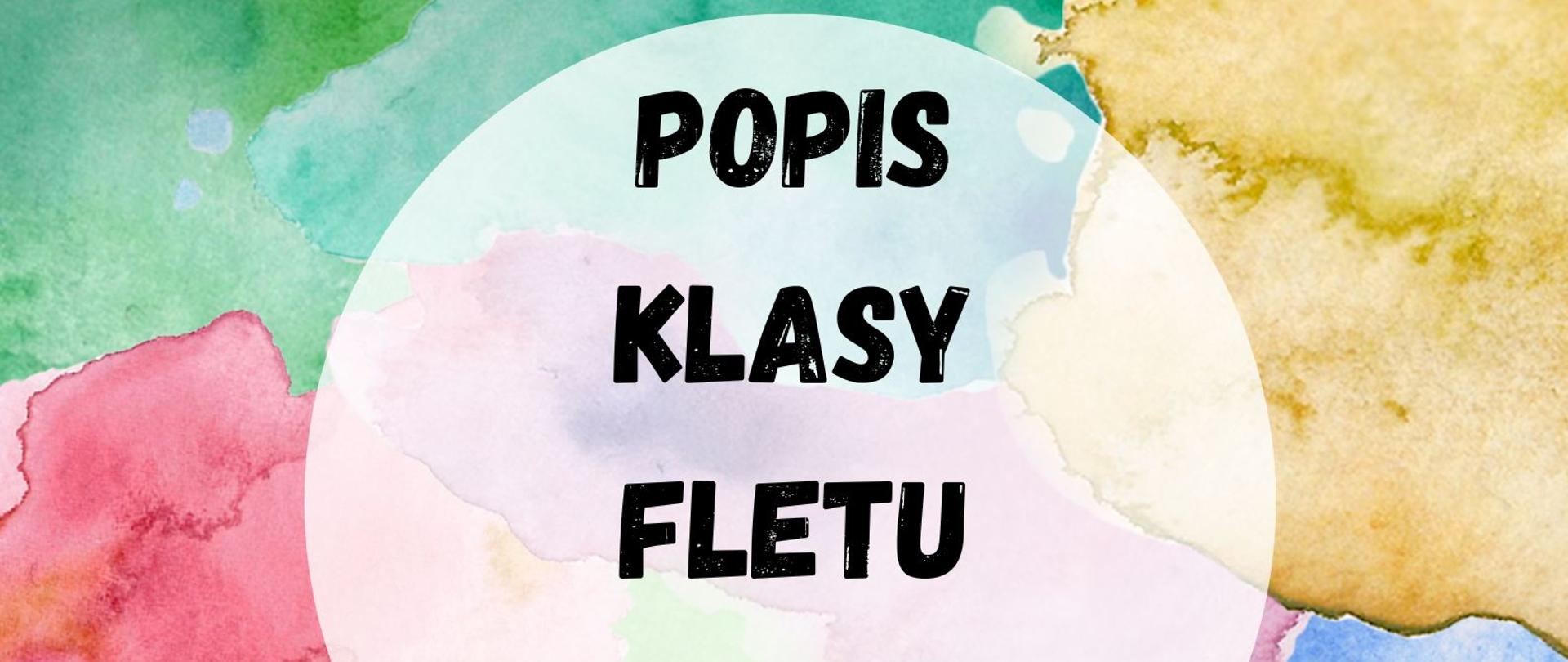 Plakat na kolorowym tle z informacją o popisie klasy fletu na całej powierzchni w kolorze czarnymi. Pośrodku znajduje się ikona fletu.
