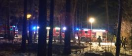 pożar Pogorzelica- w tle widać pojazdy gaśnicze ustawione na ulicy